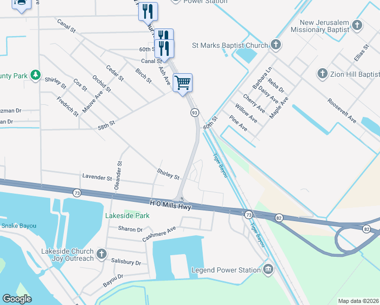 map of restaurants, bars, coffee shops, grocery stores, and more near 5770 West Port Arthur Road in Port Arthur
