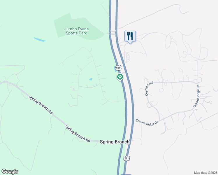 map of restaurants, bars, coffee shops, grocery stores, and more near 340 Landons Way in Spring Branch