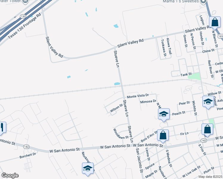 map of restaurants, bars, coffee shops, grocery stores, and more near 807 Hallie Cove in Lockhart