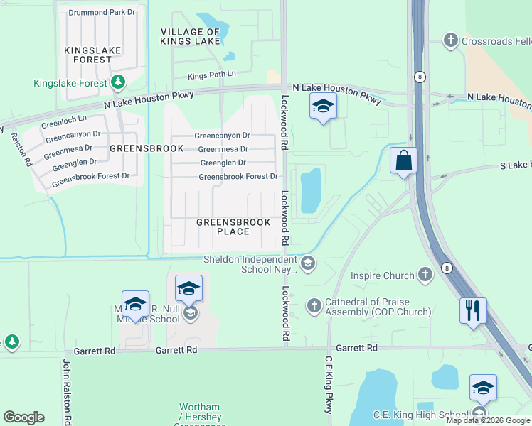 map of restaurants, bars, coffee shops, grocery stores, and more near 11714 Silent Elm Street in Houston