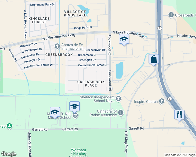 map of restaurants, bars, coffee shops, grocery stores, and more near 11714 Silent Elm Street in Houston