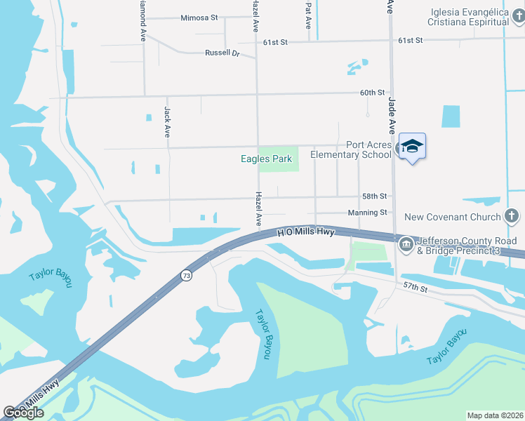 map of restaurants, bars, coffee shops, grocery stores, and more near 2976 58th Street in Port Arthur