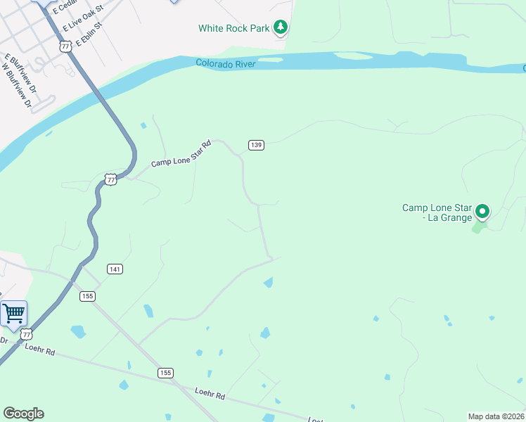 map of restaurants, bars, coffee shops, grocery stores, and more near 612 Camp Lone Star Road in La Grange