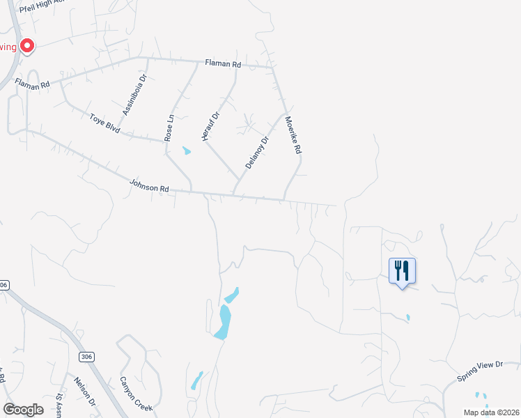 map of restaurants, bars, coffee shops, grocery stores, and more near 2094 Johnson Road in Canyon Lake
