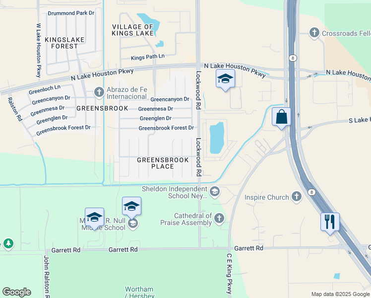 map of restaurants, bars, coffee shops, grocery stores, and more near 11714 Silent Elm Street in Houston