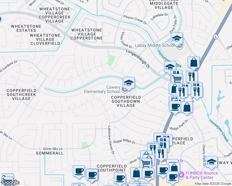 map of restaurants, bars, coffee shops, grocery stores, and more near 16011 Ridge Park Drive in Houston