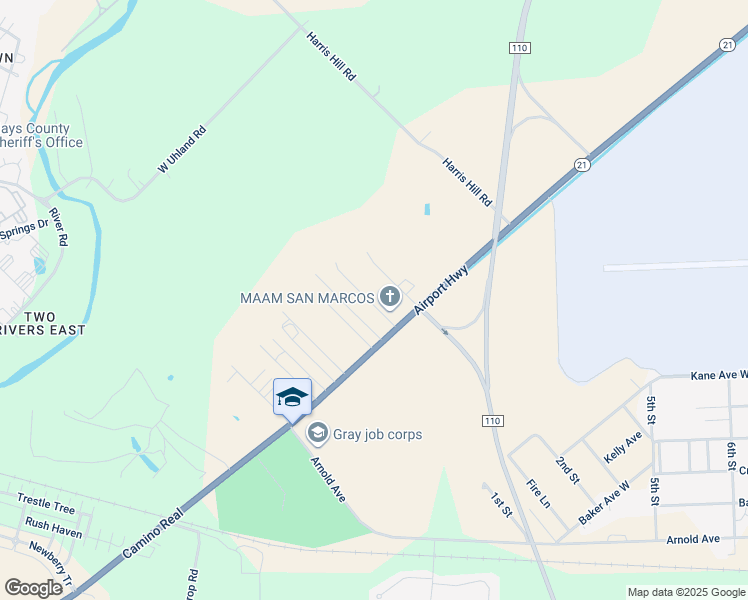 map of restaurants, bars, coffee shops, grocery stores, and more near 174 Soul Harvest Pass in San Marcos