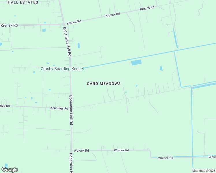 map of restaurants, bars, coffee shops, grocery stores, and more near 2903 Kennings Road in Crosby