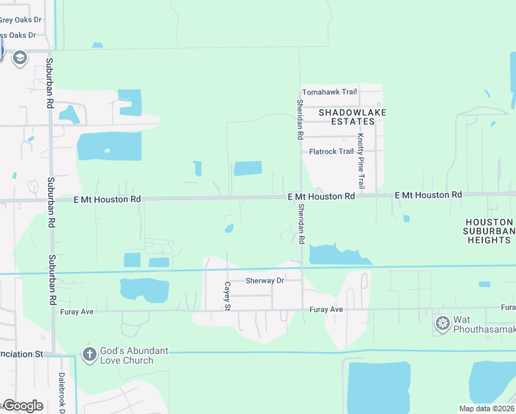 map of restaurants, bars, coffee shops, grocery stores, and more near 7708 East Mount Houston Road in Houston