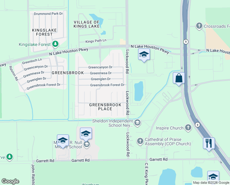 map of restaurants, bars, coffee shops, grocery stores, and more near 11714 Silent Elm Street in Houston