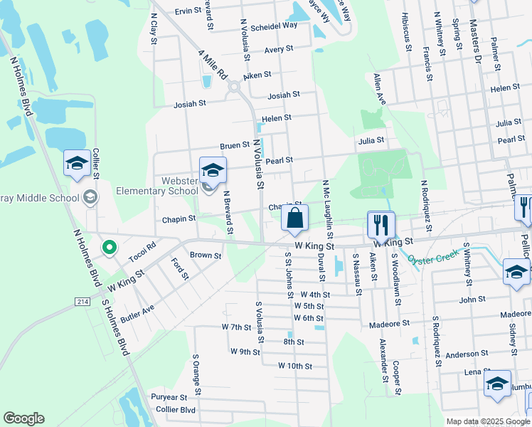 map of restaurants, bars, coffee shops, grocery stores, and more near 875 Chapin Street in St. Augustine