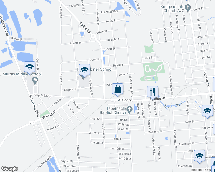 map of restaurants, bars, coffee shops, grocery stores, and more near 875 Chapin Street in St. Augustine