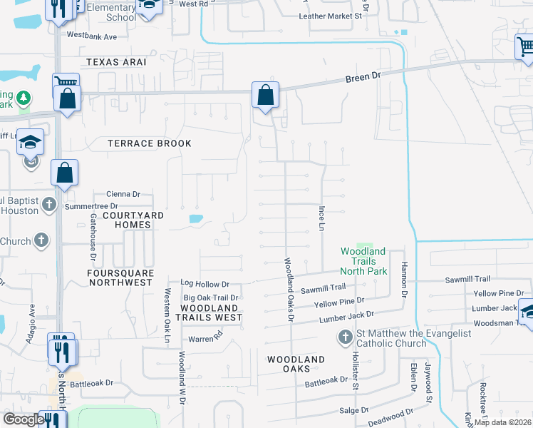 map of restaurants, bars, coffee shops, grocery stores, and more near 7927 Brook Trail Circle in Houston