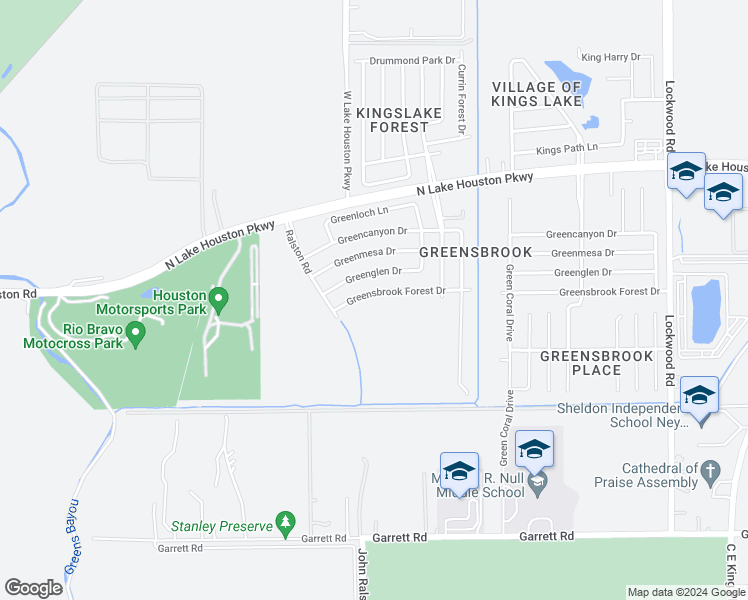 map of restaurants, bars, coffee shops, grocery stores, and more near 11822 Greensbrook Forest Drive in Houston