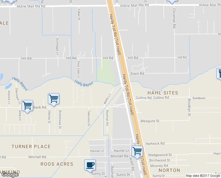 map of restaurants, bars, coffee shops, grocery stores, and more near 13319 Walla Lane in Houston