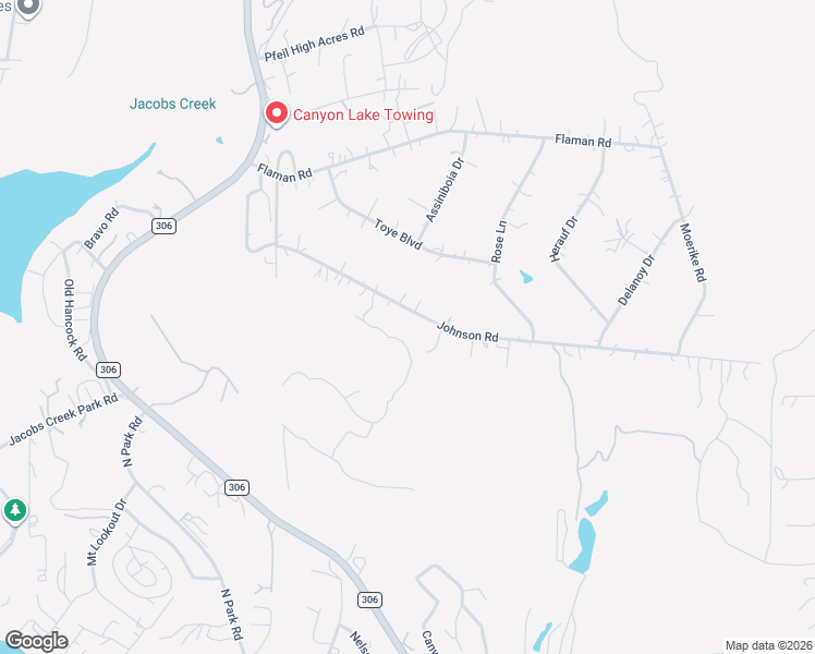 map of restaurants, bars, coffee shops, grocery stores, and more near 1392 Johnson Road in Canyon Lake