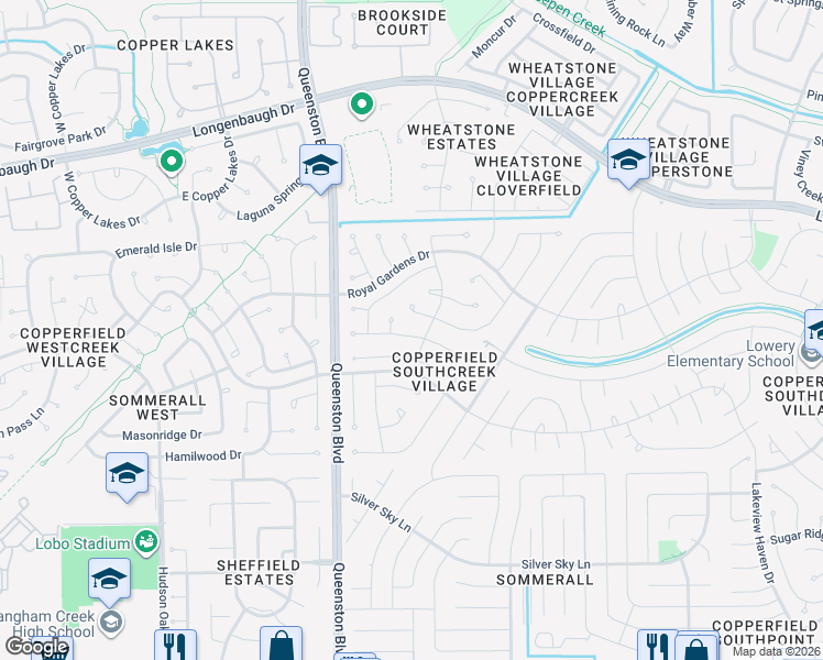 map of restaurants, bars, coffee shops, grocery stores, and more near 7514 Highland Farms Road in Houston