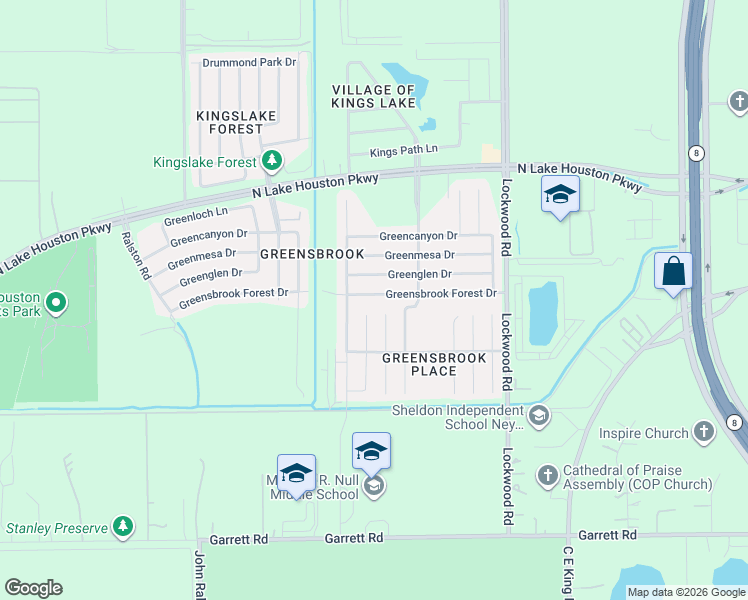 map of restaurants, bars, coffee shops, grocery stores, and more near 12222 Greensbrook Forest Drive in Houston