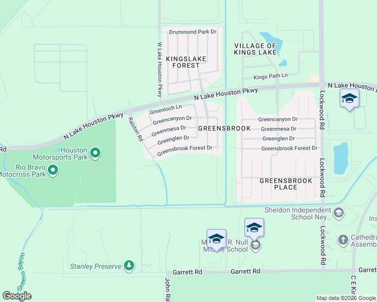 map of restaurants, bars, coffee shops, grocery stores, and more near 11910 Greensbrook Forest Drive in Houston
