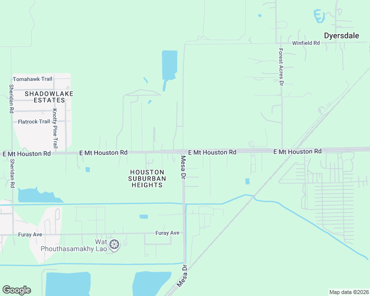 map of restaurants, bars, coffee shops, grocery stores, and more near 9009 East Mount Houston Road in Houston