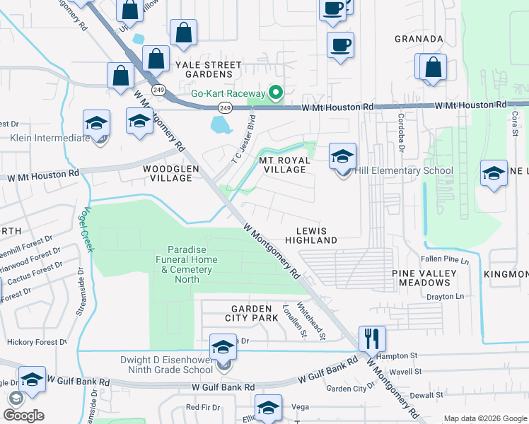 map of restaurants, bars, coffee shops, grocery stores, and more near 10918 Camarillo Court in Houston