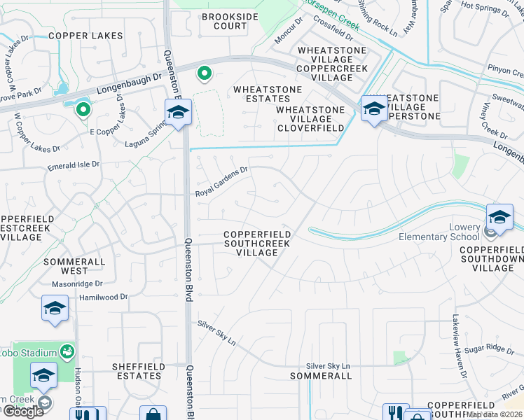 map of restaurants, bars, coffee shops, grocery stores, and more near 7607 Highland Farms Road in Houston