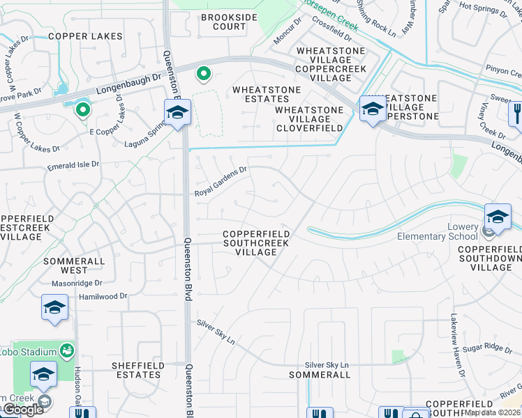 map of restaurants, bars, coffee shops, grocery stores, and more near 7611 Highland Farms Road in Houston