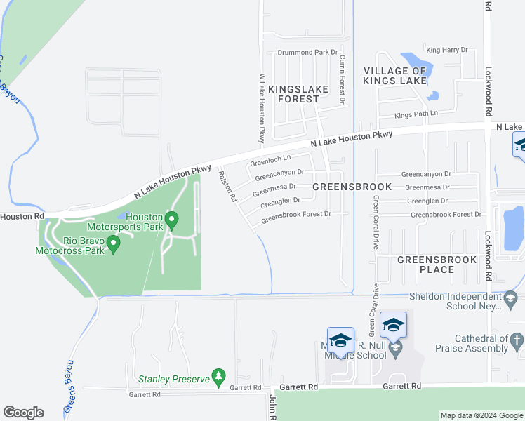 map of restaurants, bars, coffee shops, grocery stores, and more near 11734 Greenglen Drive in Houston