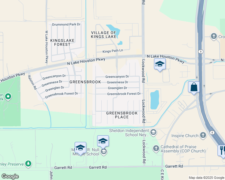 map of restaurants, bars, coffee shops, grocery stores, and more near 12318 Greensbrook Forest Drive in Houston