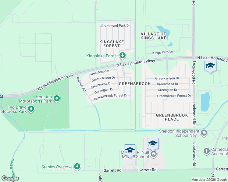map of restaurants, bars, coffee shops, grocery stores, and more near 11910 Greensbrook Forest Drive in Houston