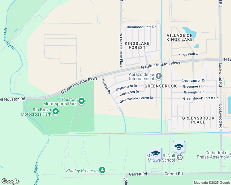 map of restaurants, bars, coffee shops, grocery stores, and more near 11718 Greenmesa Drive in Houston