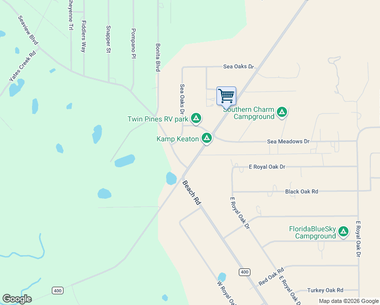 map of restaurants, bars, coffee shops, grocery stores, and more near 15975 Beach Rd in Perry