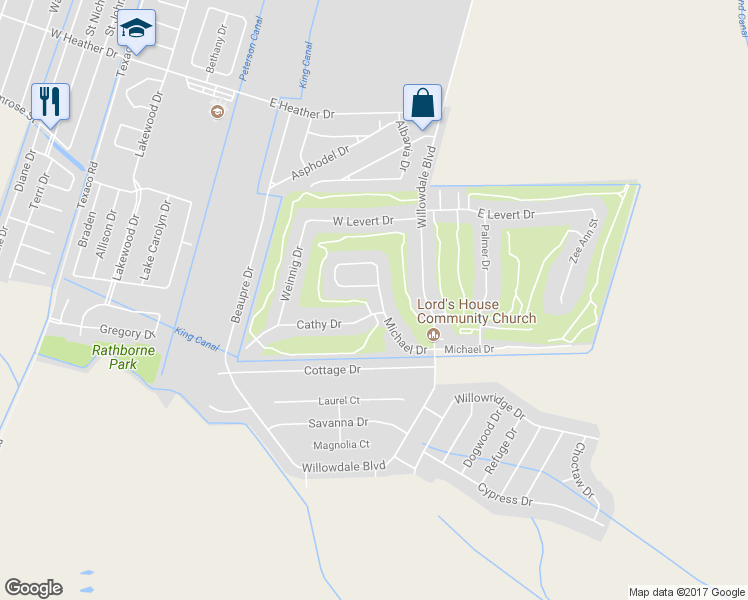 map of restaurants, bars, coffee shops, grocery stores, and more near 12 Michael Drive in Luling