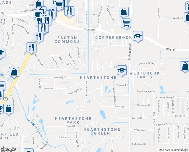 map of restaurants, bars, coffee shops, grocery stores, and more near 8010 Oceanside Drive in Houston