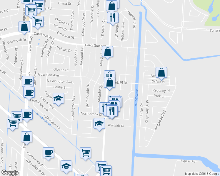 map of restaurants, bars, coffee shops, grocery stores, and more near 805 Behrman Highway in Terrytown