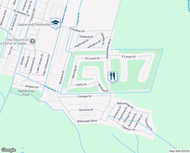 map of restaurants, bars, coffee shops, grocery stores, and more near 12 Michael Drive in Luling