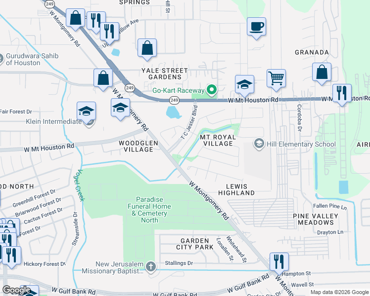 map of restaurants, bars, coffee shops, grocery stores, and more near 11114 Lovington Drive in Houston