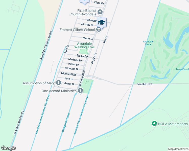 map of restaurants, bars, coffee shops, grocery stores, and more near 645 Pat Drive in Avondale