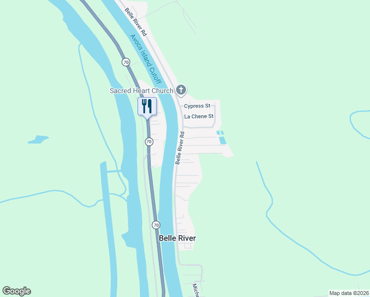 map of restaurants, bars, coffee shops, grocery stores, and more near Riverbend St in Pierre Part