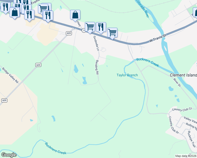map of restaurants, bars, coffee shops, grocery stores, and more near 477 Bending Road in La Grange