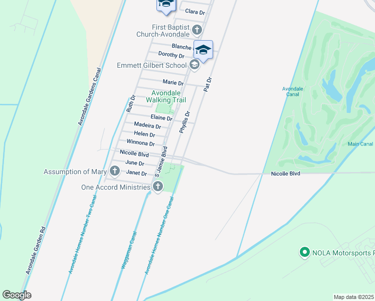 map of restaurants, bars, coffee shops, grocery stores, and more near 645 Pat Drive in Avondale