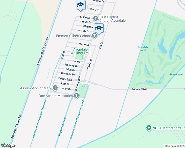 map of restaurants, bars, coffee shops, grocery stores, and more near 645 Pat Drive in Avondale