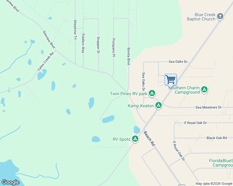 map of restaurants, bars, coffee shops, grocery stores, and more near 15819 Sea Breeze Drive in Perry