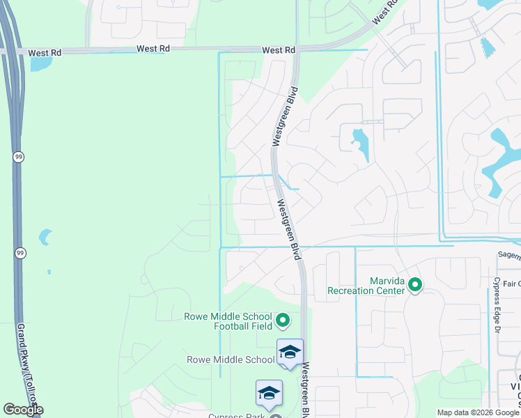map of restaurants, bars, coffee shops, grocery stores, and more near Unnamed Road in Cypress