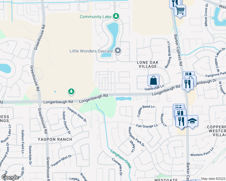 map of restaurants, bars, coffee shops, grocery stores, and more near 8131 Gran Villa Drive in Cypress