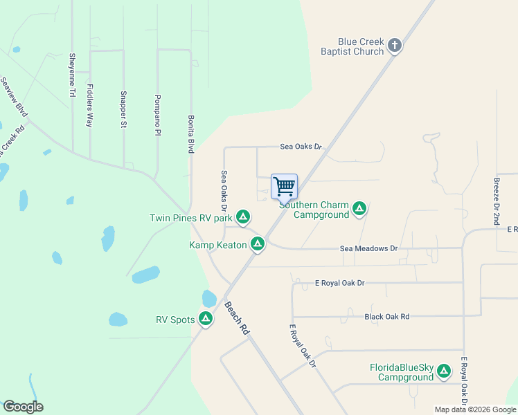 map of restaurants, bars, coffee shops, grocery stores, and more near 2981 Sea Oaks Loop in Perry