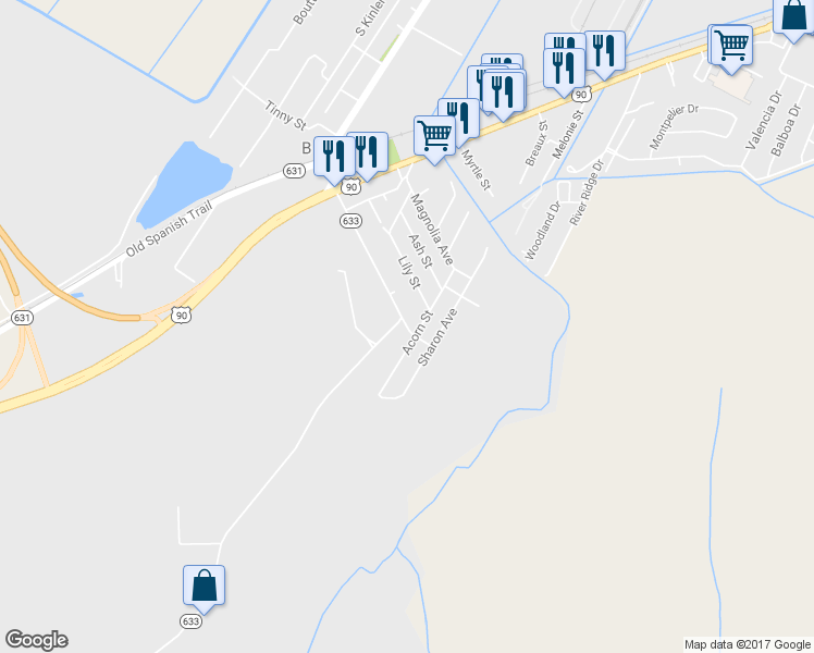 map of restaurants, bars, coffee shops, grocery stores, and more near 701 Magnolia Ridge Road in Boutte