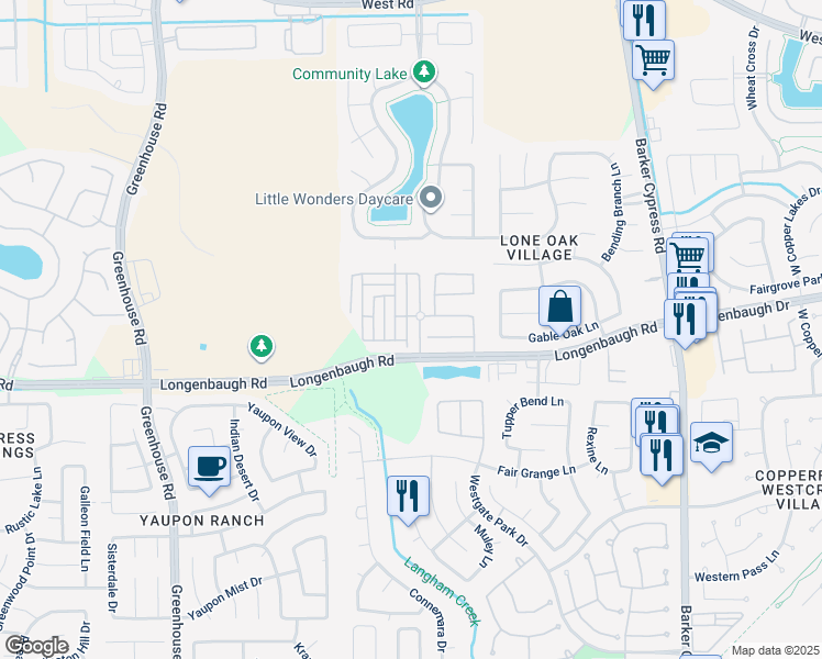 map of restaurants, bars, coffee shops, grocery stores, and more near 8131 Gran Villa Drive in Cypress