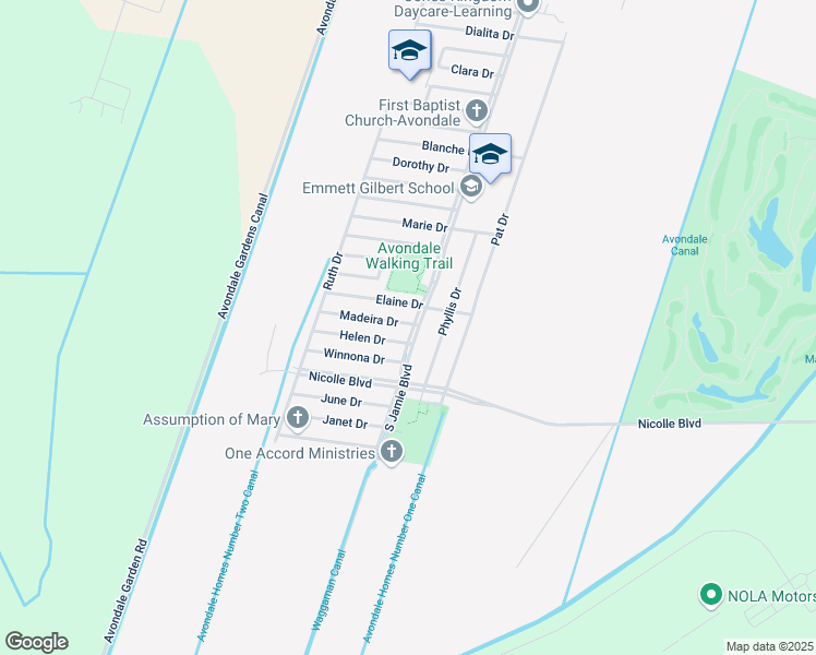 map of restaurants, bars, coffee shops, grocery stores, and more near 101 Madeira Drive in Avondale