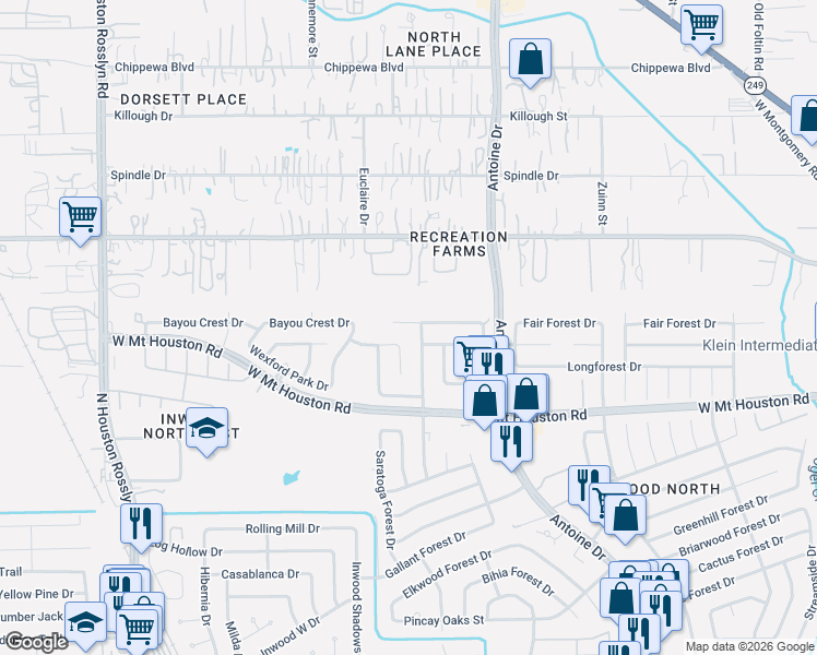 map of restaurants, bars, coffee shops, grocery stores, and more near 6219 Downwood Forest Drive in Houston